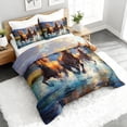 thumbnail image 3 of 3pcs Horse Running Comforter Set, Majestic Horse Bedding Set for Bedroom or Guest Room Decor, All Seasons Quilt Machine Washable Duvet with 2 Pillowcases, 3 of 7