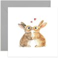 thumbnail image 1 of Tarjeta de felicitación con acuarela para el aniversario de Rabbits in Love, 1 of 7