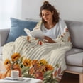 thumbnail image 3 of Green Orange Blue Pumpkin Throw Blanket,Flannel Fleece Blanket with Striped Design for Couch,Thanksgiving Fall Leaves Weeping Soft Breathable All Season Plush Blankets for Sofa Office Travel 40"x50", 3 of 7