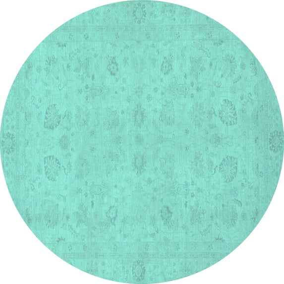 Ahgly Company Indoor Round Abstract Light Blue Modern Area Rugs, 3' Round