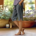 thumbnail image 4 of JJHGVB Cotton Linen Capri Pants Capris for pedal pushers for mid-calf length Slacks High Waist Cropped Trousers Lounge Slacks Linen Capri Pants capri lounge pants Knee Length Pants A74-Gray 2XL, 4 of 8