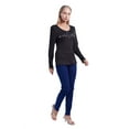 thumbnail image 5 of Women Long Sleeve Casual Shirts V Neck Letter Print Zipper Blouse Tops, 5 of 7