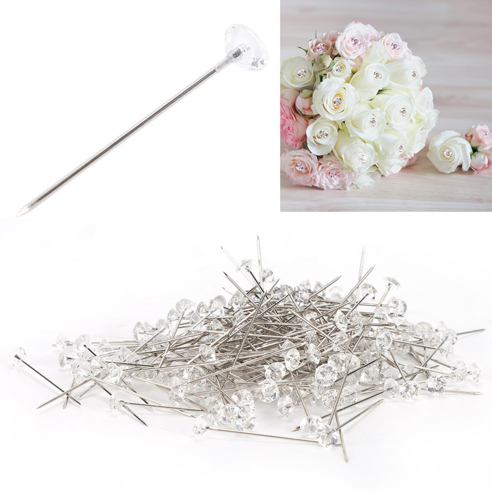 Zerodis Crystal Head Pin,200Pcs Flower Bouquet Pins Brooch Sewing