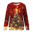 thumbnail image 5 of successthop Christmas Womens Sweatshirts Light Tree Oversized Crewneck Long Sleeve Sweaters Pullover Print Clothes Red M, 5 of 6