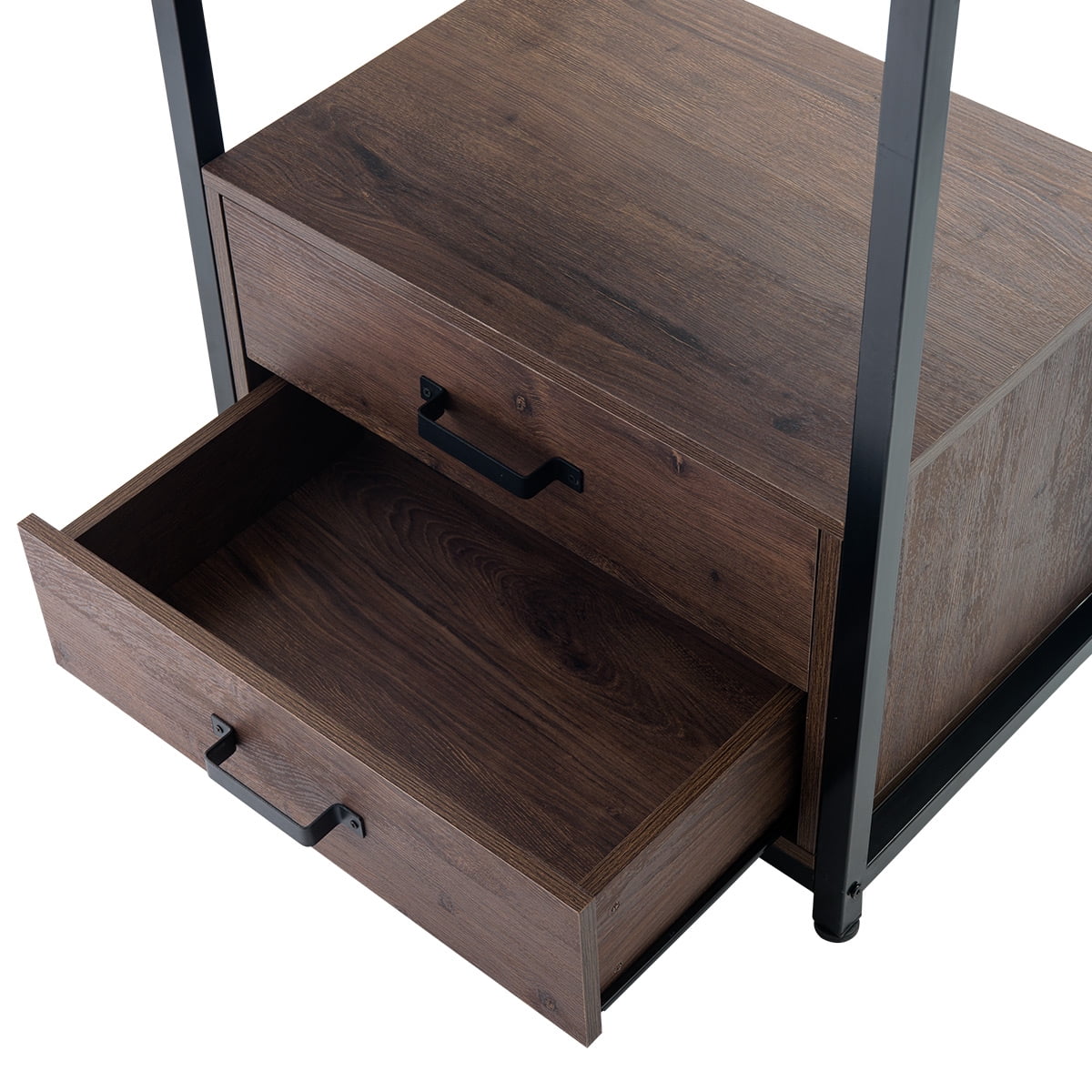 Kepooman 4-Tier Rustic Standing Bookshelf with 4 Open Storage Shelves & 2 Drawers, 23.6"L x 15.7"W x 59.8"H, Brown Kepooman 4-Tier Rustic Standing Bookshelf with 4 Open Storage Shelves & 2 Drawers, 23.6"L x 15.7"W x 59.8"H, Brown