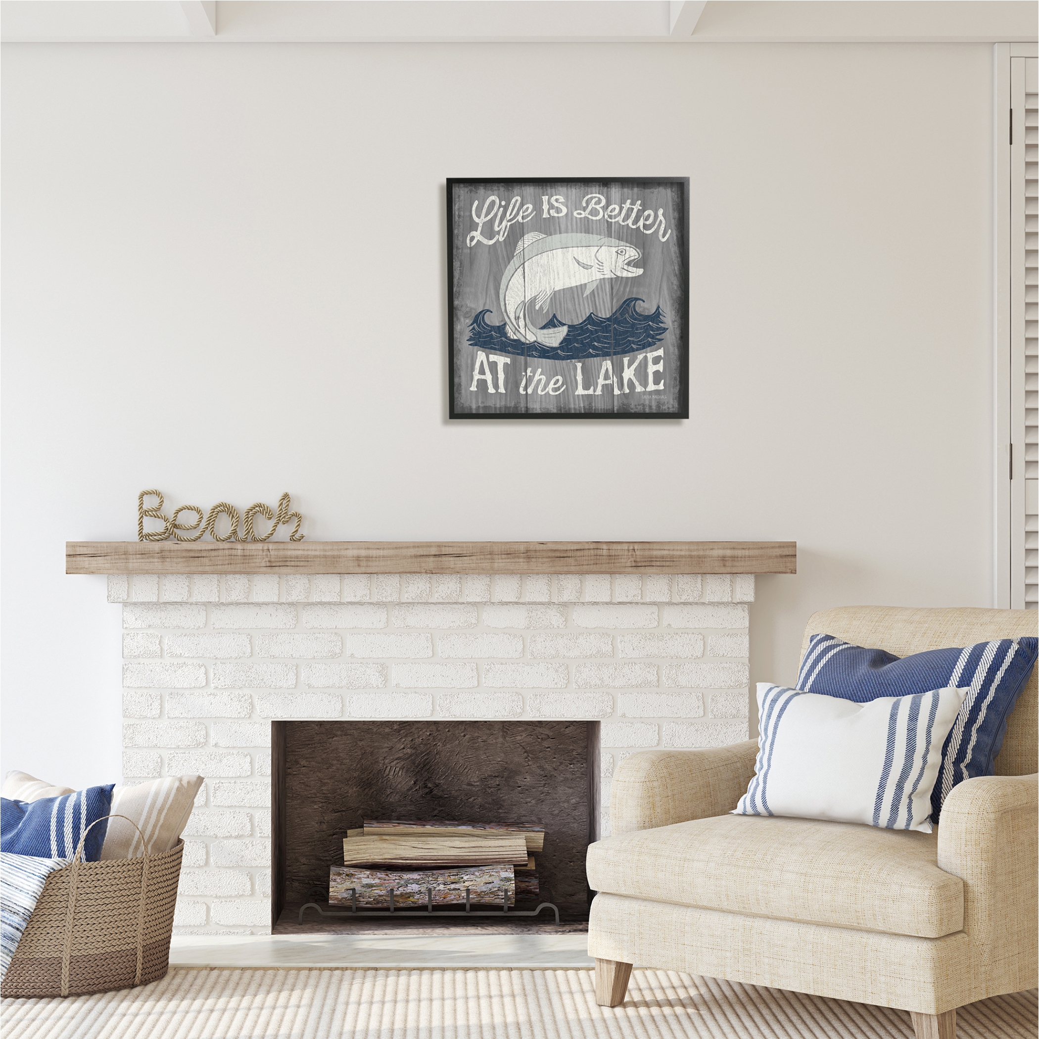 Stupell Industries Life Better at Lake Rustic Animals & Insects Painting Black Framed Art Print Wall Art, 24 x 24