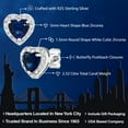 thumbnail image 2 of Gem Stone King 925 Sterling Silver Heart Shape Halo Cubic Zirconia Earring for Women (2.32 Cttw. 5MM Center Stone), 2 of 7