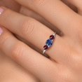 thumbnail image 4 of Gem Stone King 14K White Gold Blue Created Sapphire & Red Rhodolite Garnet 3-Stone Engagement Ring | 1.34 Cttw | Round 5MM and 4MM | Three Stone Wedding Anniversary Promise Ring for Women (Size 6), 4 of 6