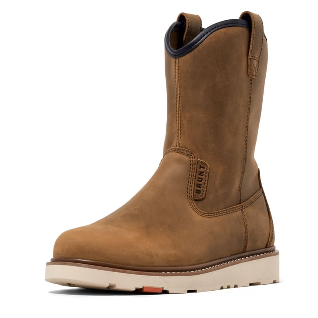 Bota de trabajo BRUNT Bolduc de cuero marrón sin forro para hombre, talla 6.5