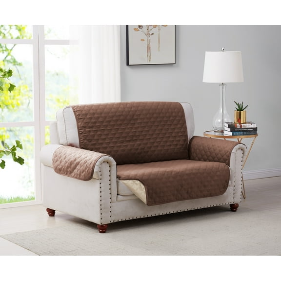 Weston Solid Furniture Protector Loveseat Chocolate/Tan