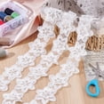 thumbnail image 4 of 5 Yards 3D Organza Flower Trim 2-1/8 inch Wide Pearl Flower Lace Edge Trim Ribbon Fabric Vintage Floral Applique for Wedding Dress Craft Sewing Accessories, 4 of 7