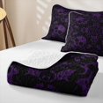 thumbnail image 4 of Castle Fairy Mystic Gothic Skull Bed Spread Queen,Vintage Floral Border Queen Coverlet Set,Black Violet, 4 of 7
