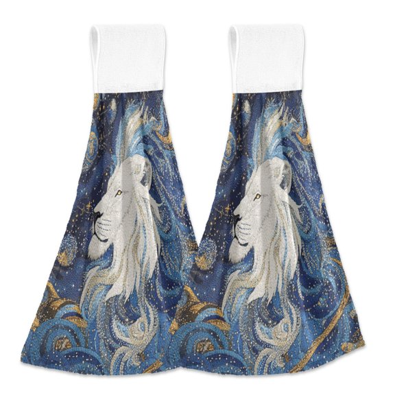 BZSMCE Hanging Hand Towels Fashion Majestic Nebula Mane Pattern 2-Pack - Velcro Style Bathroom Kitchen Towels