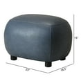 thumbnail image 3 of 23" Wide Faux Leather Upholstered Ottoman, Mid-Century Modern Living Room Footrest with Soft Padded Seat, Footstool for Bedroom, Entryway or Living Room, Navy, 3 of 12