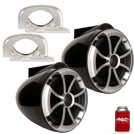 Wet Sounds ICON8 Black 8" Tower Speakers with Mini Fixed Clamps - Fits 1" to 1 7/8" Pipe