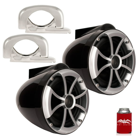 Wet Sounds ICON8 Black 8" Tower Speakers with Mini Fixed Clamps - Fits 1" to 1 7/8" Pipe