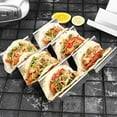 thumbnail image 4 of HomeLife Stainless Steel Taco Holder Stand Reversible Holds 3 or 2 Tortillas Stackable Rack for Easy Storage Triangular Interior Prevents Spills Non-Stick Surface Taco Grill Mold, 4 of 13