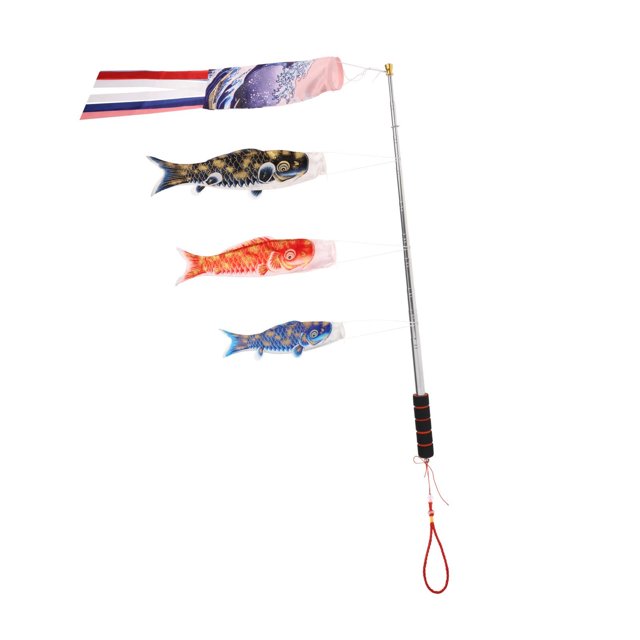 4 piezas Windsock Bandera de japonesa con un poste, Bandera colgante Decoraciones de para jardín al Patio shamjiam Bandera colgante