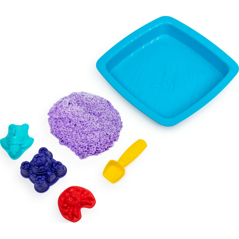 Kinetic Sand, Sandbox Set Kids Toy with 1lb All-Natural Purple Kinetic Sand  and 3 Molds, Sensory Toys for Kids Ages 3 and up 