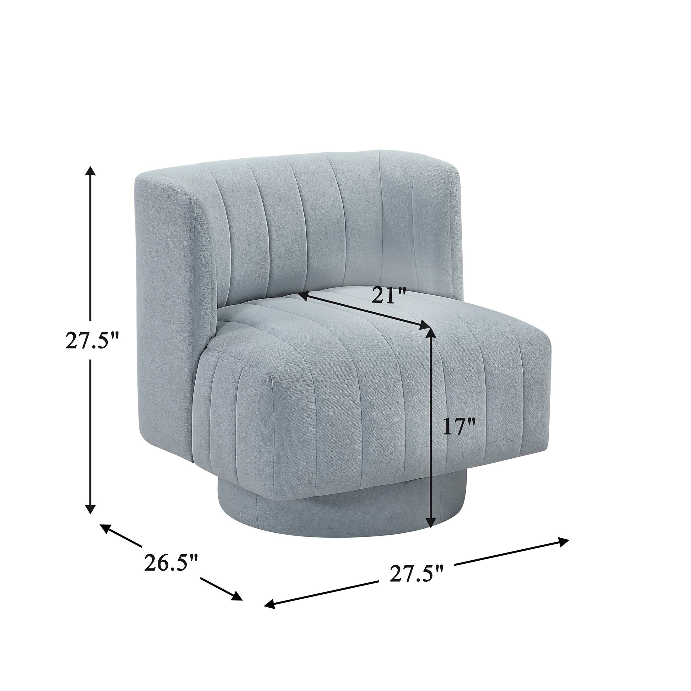 OakvillePark Glynworth Textured Fabric Chennel Tufted Swivel Chair, Aqua Blue