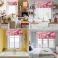 thumbnail image 5 of Pink Gradient Marble Valance Curtain Gold Foil Window Valances Rod Pocket Short Curtains Window Treatments for Kitchen Bedroom Bathroom Laundry 42" x 18", 5 of 9