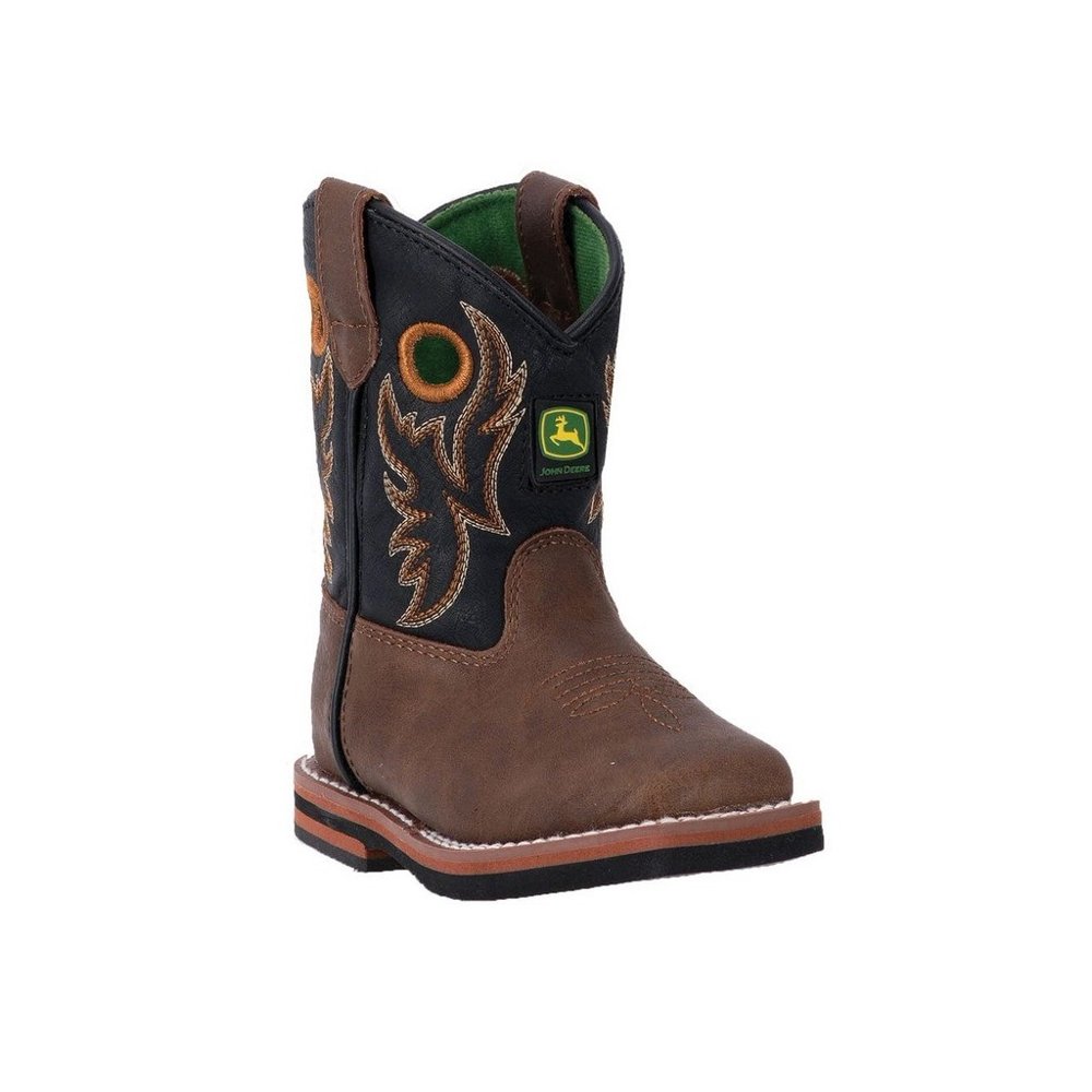 John Deere John Deere Western Boots Boys Kids Broad Toe Brown