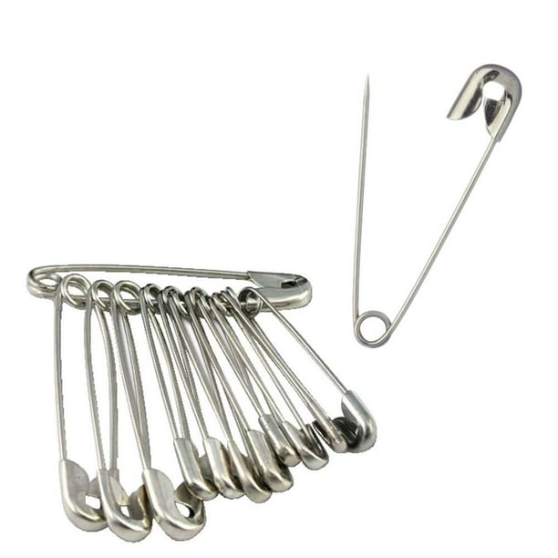 100 Piece Safety Pins Set - Coiled Design with Nickel Plated Steel 1-3/ ...