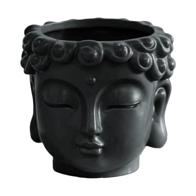 Adorno de vinilo con forma de maceta con cabeza de Buda, figura de regalo, jarrón para flores, organizador de plantas. Gris