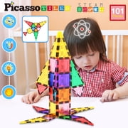 PicassoTiles 101PCS Magnetic Tile Building Blocks, STEM Toy Set with Storage Case, Educational Construction Kit for Kids 3+, Travel Carry Bin