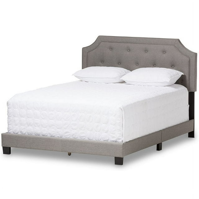 Bowery Hill Modern Tufted Queen Low Profile Bed in Light Gray