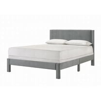 Queen Size metal platform bed frame,no box spring,light gray for master bedroom