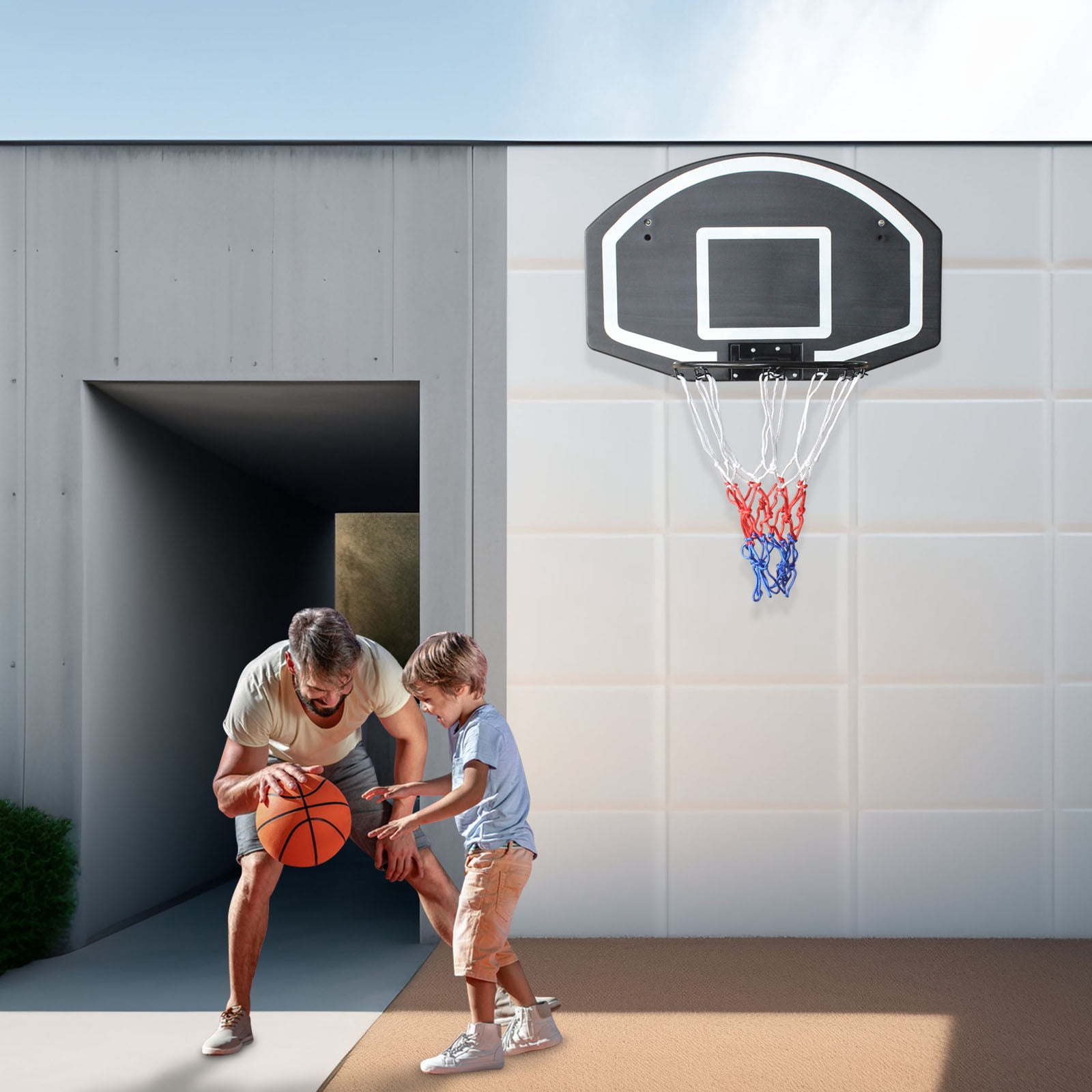 Wall-Mounted Basketball Hoop - 28.5" Shatterproof Backboard with Folding Rim, Indoor/Outdoor Use (27.74"W X 15.91"H X 3"D)