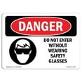 thumbnail image 1 of SignMission OS-DS-A-1824-L-1143 18 x 24 Po Signe de Danger OSHA - Ne Pas Entrer Sans Porter de Lunettes de Sécurité, 1 of 1