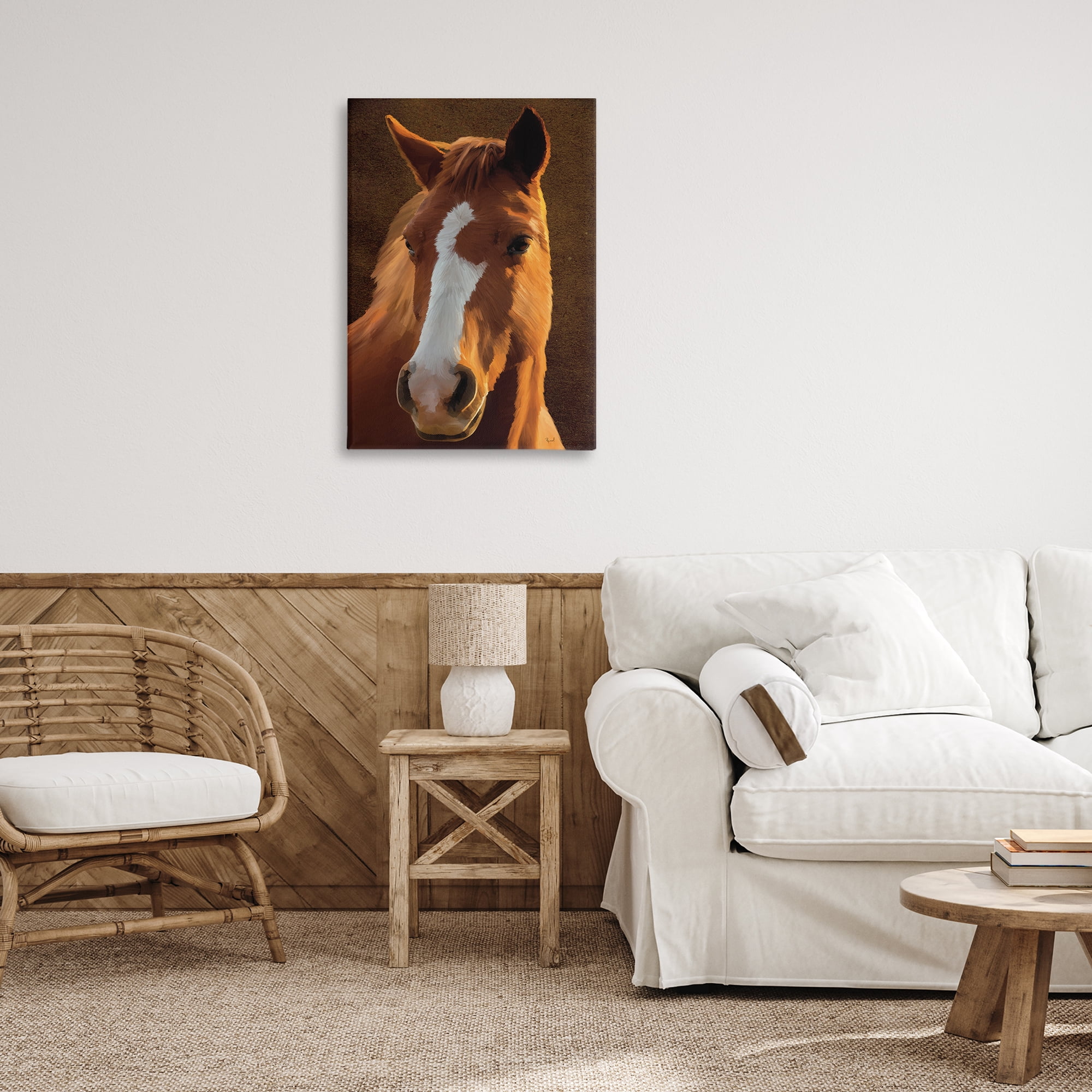 Stupell Industries Bella Brown Horse Face Animals Painting Wrapped Canvas Art Print Wall Art, 20 x 30
