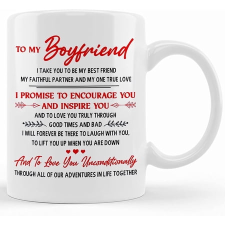 To My Boyfriend My One True Love Coffee Mug Gift For Him Couple Mug 11oz 11oz Birthday Gift Custom Text Valentine s Day Ceramic Novelty Coffee Mug Tea Cup Gift Present Fo