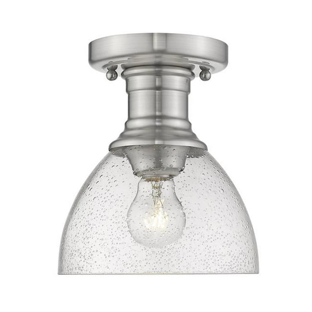 Golden Lighting 3118-SF PW-SD Hines Semi-Flush Mount Light avec Verre Ensemencé&44; Étain