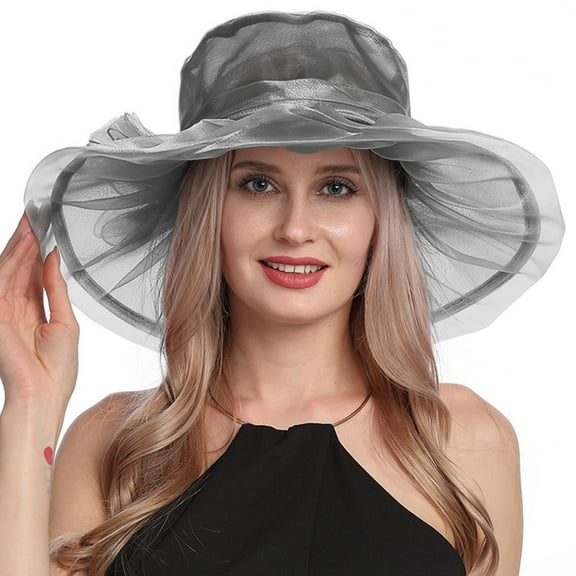 Weikingp Fancy Hats For Women Kentucky Derby Hats For Women Tea Hats For Women 2025 Beach Hats For Women Womens Sun Straw Hat Gray One Size Clearance!