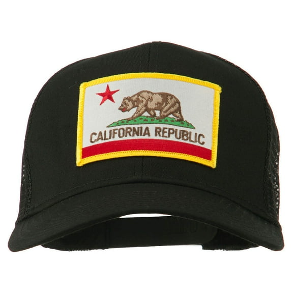 California State Flag Patched Twill Mesh Cap - Black OSFM
