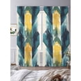 thumbnail image 3 of Turquoise Yellow Abstract Sheer Curtains 96 Inch Length 2 Panels Set, Teal Modern Smear Artwork Voile Window Treatment Semi Sheer Long Curtains Drapes for Bedroom/Living Room/Kitchen 52"x96"x2, 3 of 7