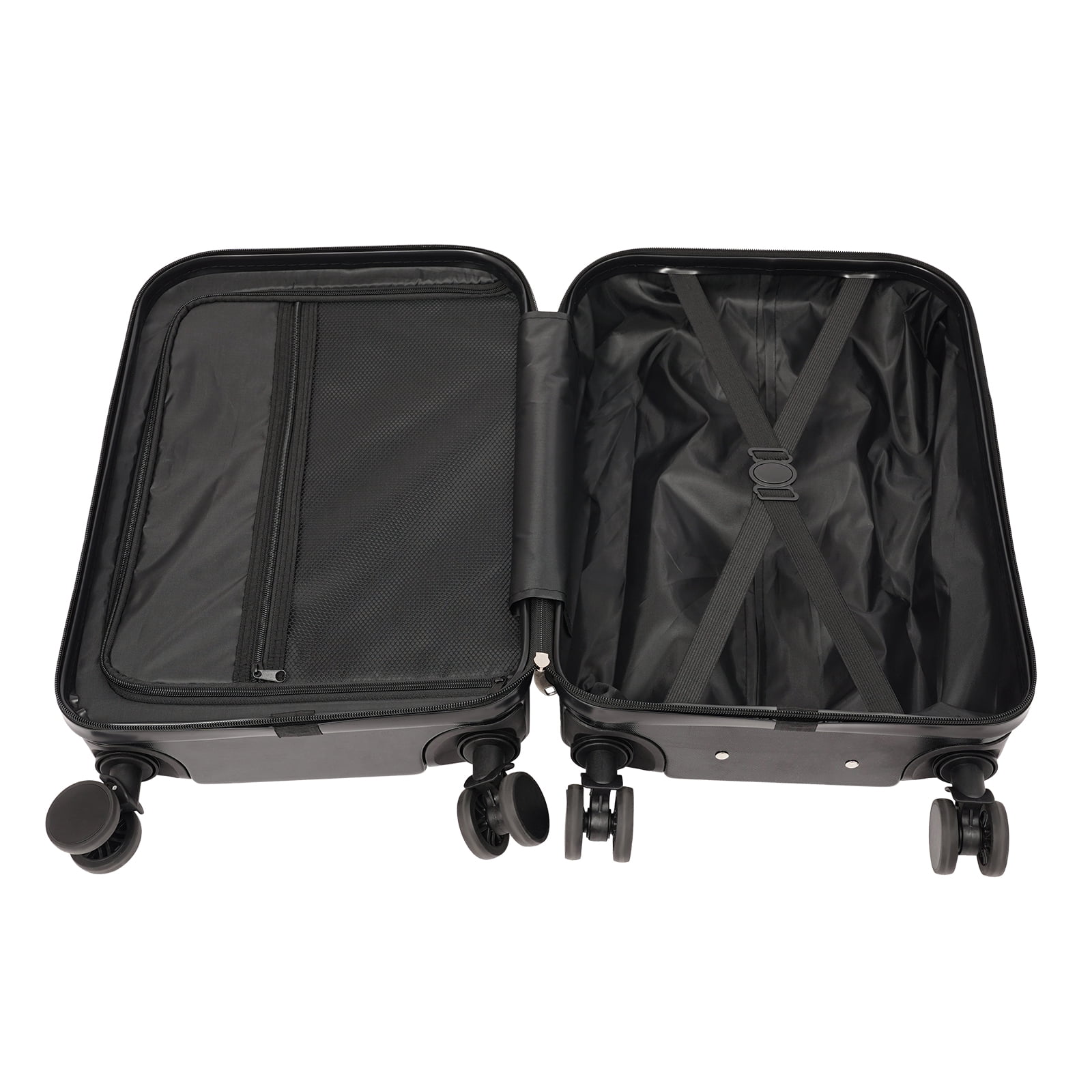 20" Travel Luggage Suitcase Black Carry On Luggage, Suitcase with Cup Holder