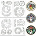 thumbnail image 1 of Patrones de bordado solubles en agua para principiantes: corona de flores navideñas de reno, 4 hojas con 14 estabilizadores lavables., 1 of 9