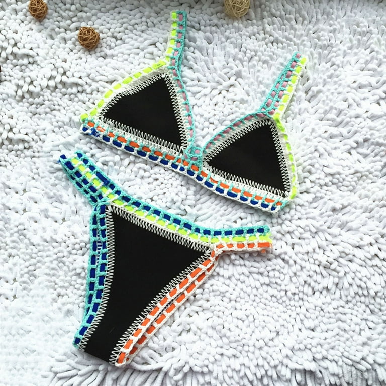 Travelwant Women's Crochet Triangle Sexy Bikini Top and Bottom Sports  Swimsuit 