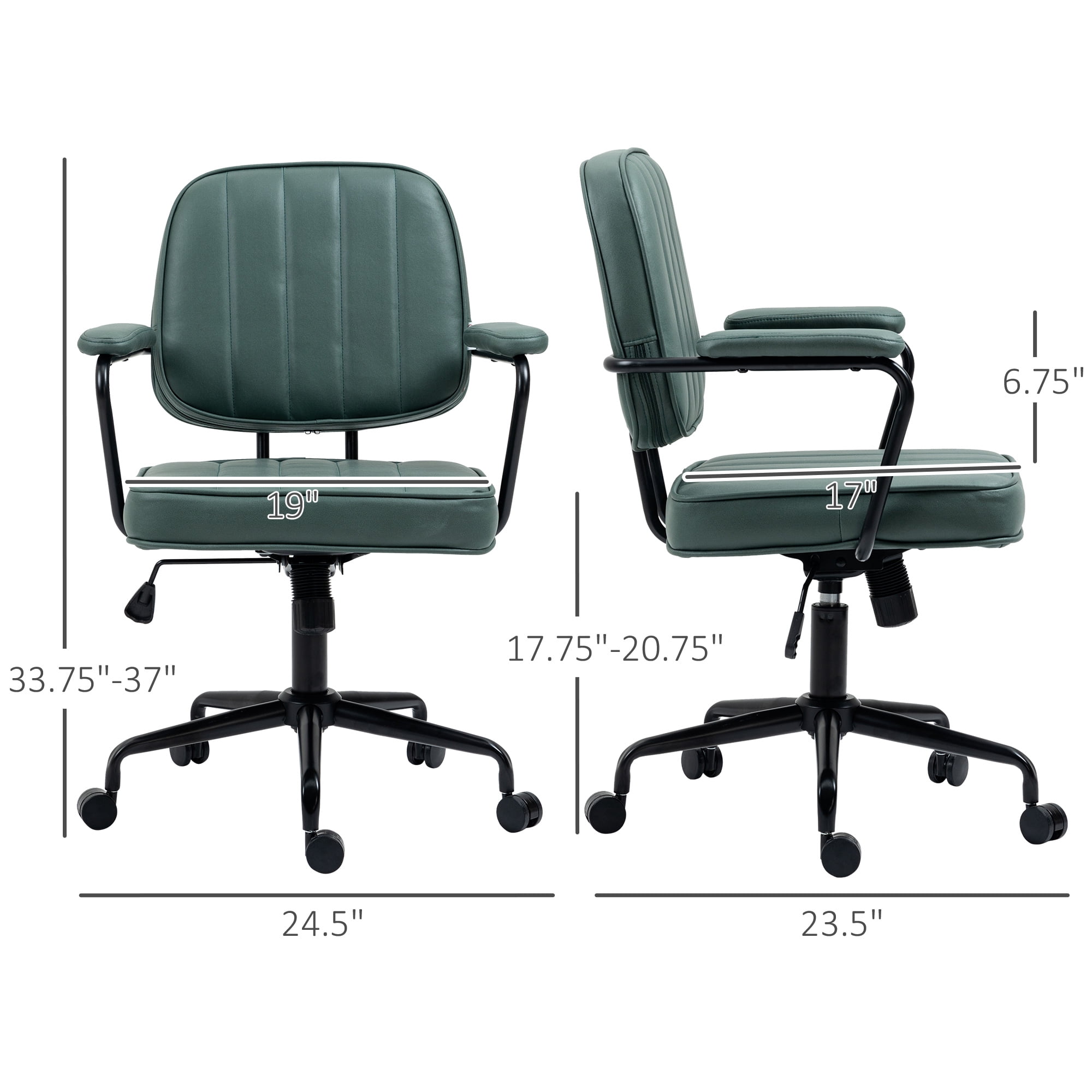Office Chair, Green Microfiber, Adjustable Height, Tilt Function, 264 lb Capacity