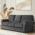 thumbnail image 5 of TOPCHANCES Velvet Sofa Covers, Stretch Armchair Couch Slipcovers , Soft Furniture Slipcover with Separate Cushion Covers and Backrest Covers (7-piece Set for 3 Cushion Sofa, Dark Grey), 5 of 10