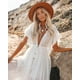thumbnail image 2 of Verano Sexy mujer playa cubrir vestido con cuello en V largo Maxi vestido túnica Pareo traje de baño traje de baño ropa de playa, 2 of 5