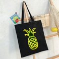 thumbnail image 6 of JEUXUS Party Supplies Cute Retro Neon Pineapple Canvas Tote Bag for Hawaiian Beaches 14.1x15.7in, 6 of 6