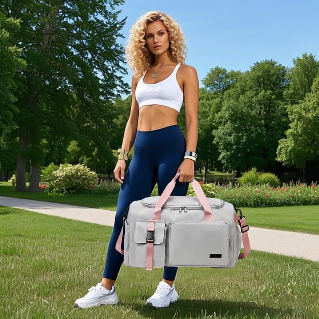 Sac de Sport pour Femmes Grande Capacité avec Compartiment à Chaussures, Sangle Réglable, Sac de Sport en Polyester Résistant à l'Eau pour Voyage et Entraînement