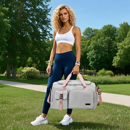 HHGBAD Large Capacity Women s Sports Training Fitness Bag with Shoe Compartment Durable Polyester Gym Bag Versatile Carry Options