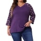 thumbnail image 1 of Camisas de mujer de tallas grandes Agnes Orinda, blusa de cuello en V, manga 3/4, floral, raglán, casual, tops de primavera y otoño, 3X púrpura, 1 of 6