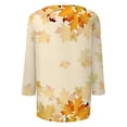 thumbnail image 7 of Womens Crew Neck 3/4 Length Sleeve Tees Fall Leaf Graphic Print Loose Fit Casual Shirts Curved Hem Lightweight Dressy Tunic Tops ,S,Earthy Yellow, 7 of 7